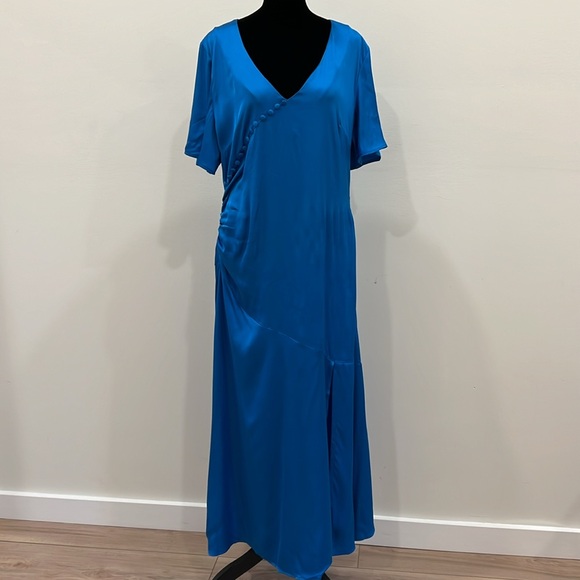 JAAF Gathered Midi Dress in Vivid Blue - Picture 5 of 15